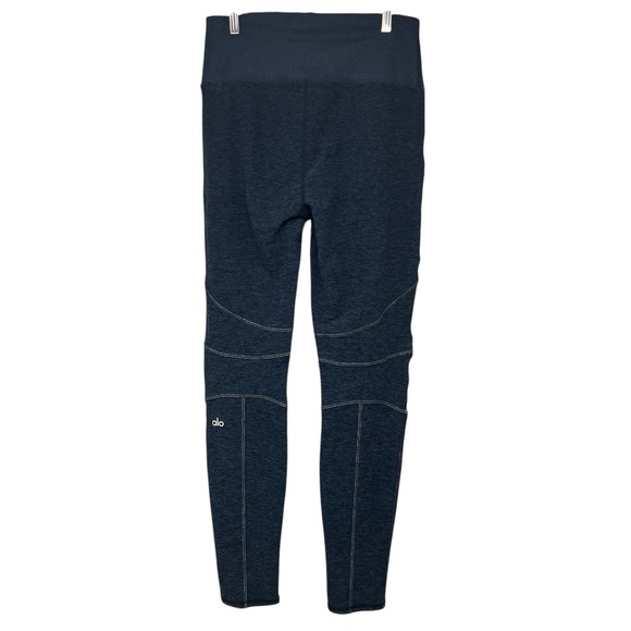 Alo Yoga Revel Dark Heather Blue AloSoft High Waist Seamed Athletic Leggings Lar - Picture 6 of 9